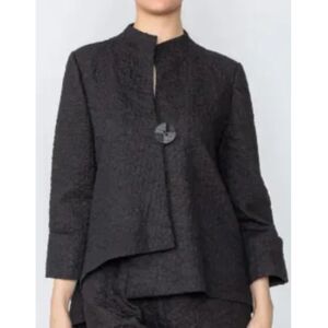 IC Collection Crinkle Jacquard Asymmetrical One-Button Jacket - Size M